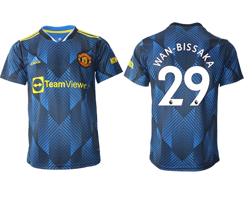 Men 2021-2022 Club Manchester United Second away aaa version blue #29 Soccer Jersey